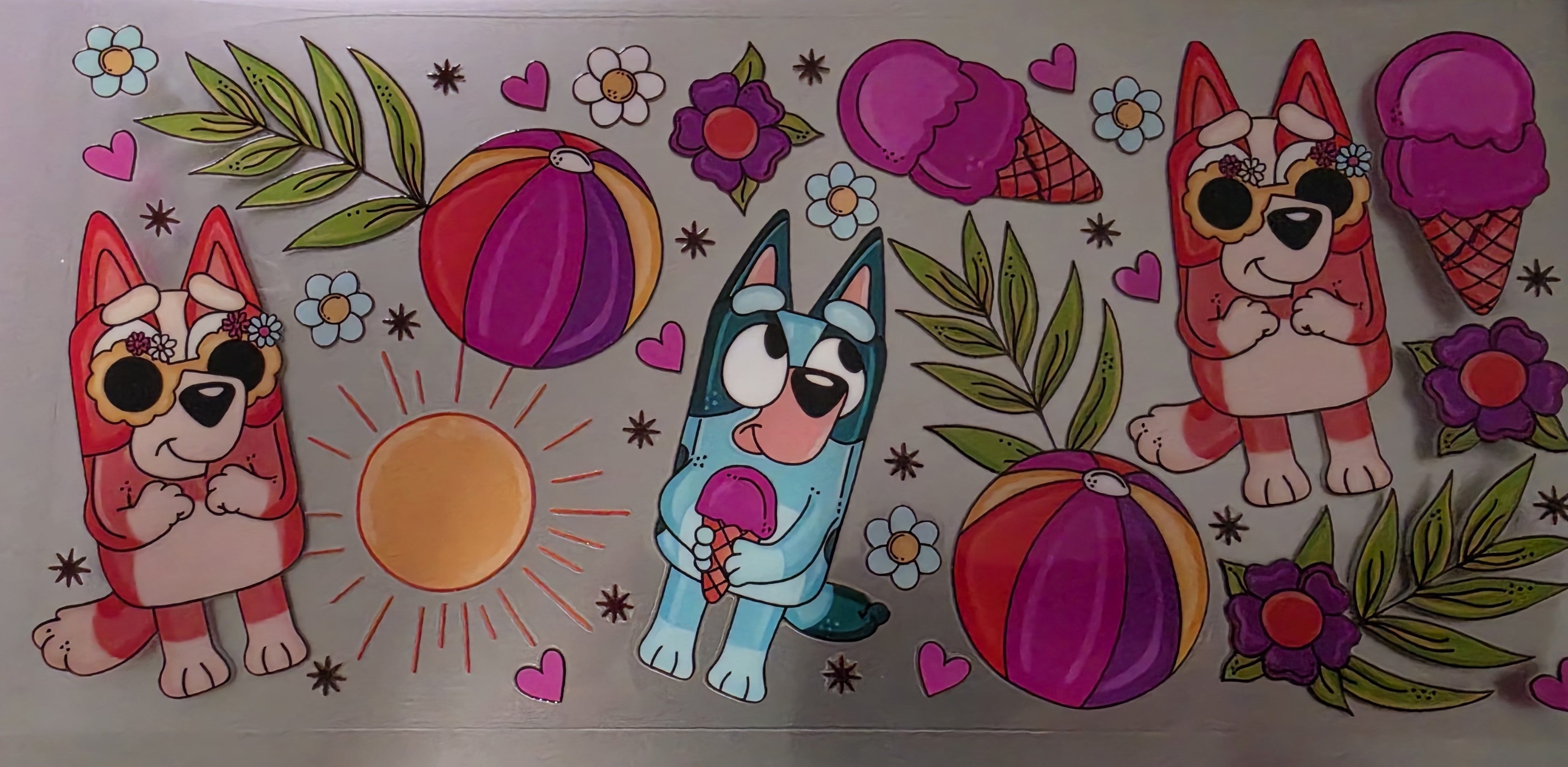 Bluey Summer DTF Decal – UV/UB Transfer